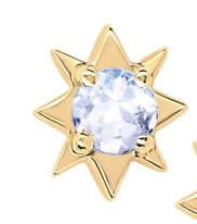 Mini North Star Moonstone Studs Yellow Gold Single  by Logan Hollowell Jewelry