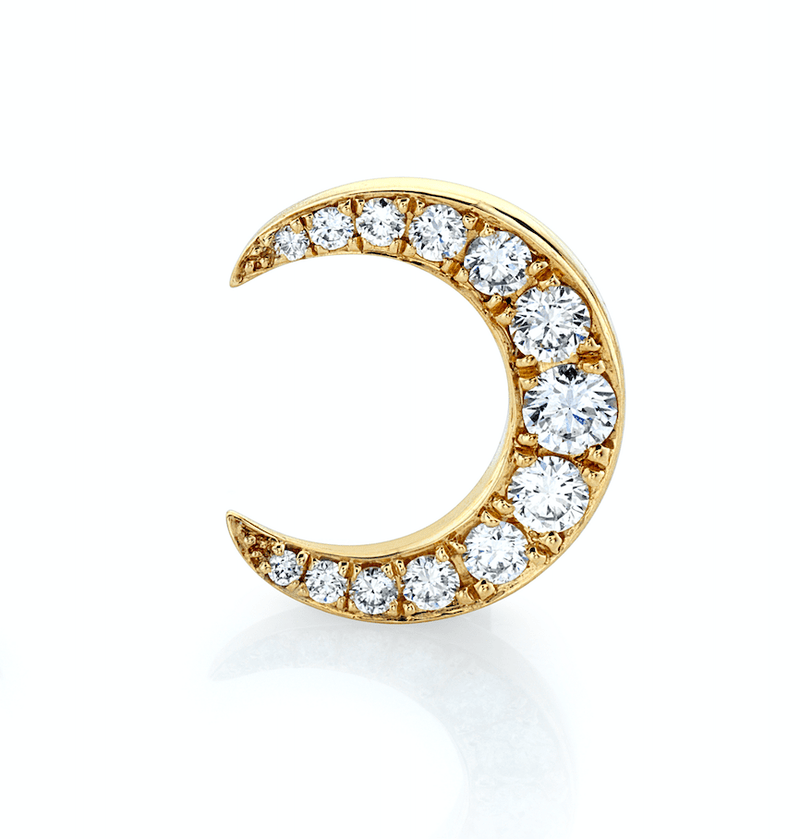 Unity Pavé Diamond Moon Stud Yellow Gold Moon Stud by Logan Hollowell Jewelry