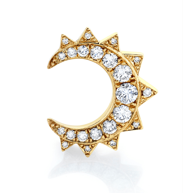 Unity Pavé Diamond Moon Stud by Logan Hollowell Jewelry