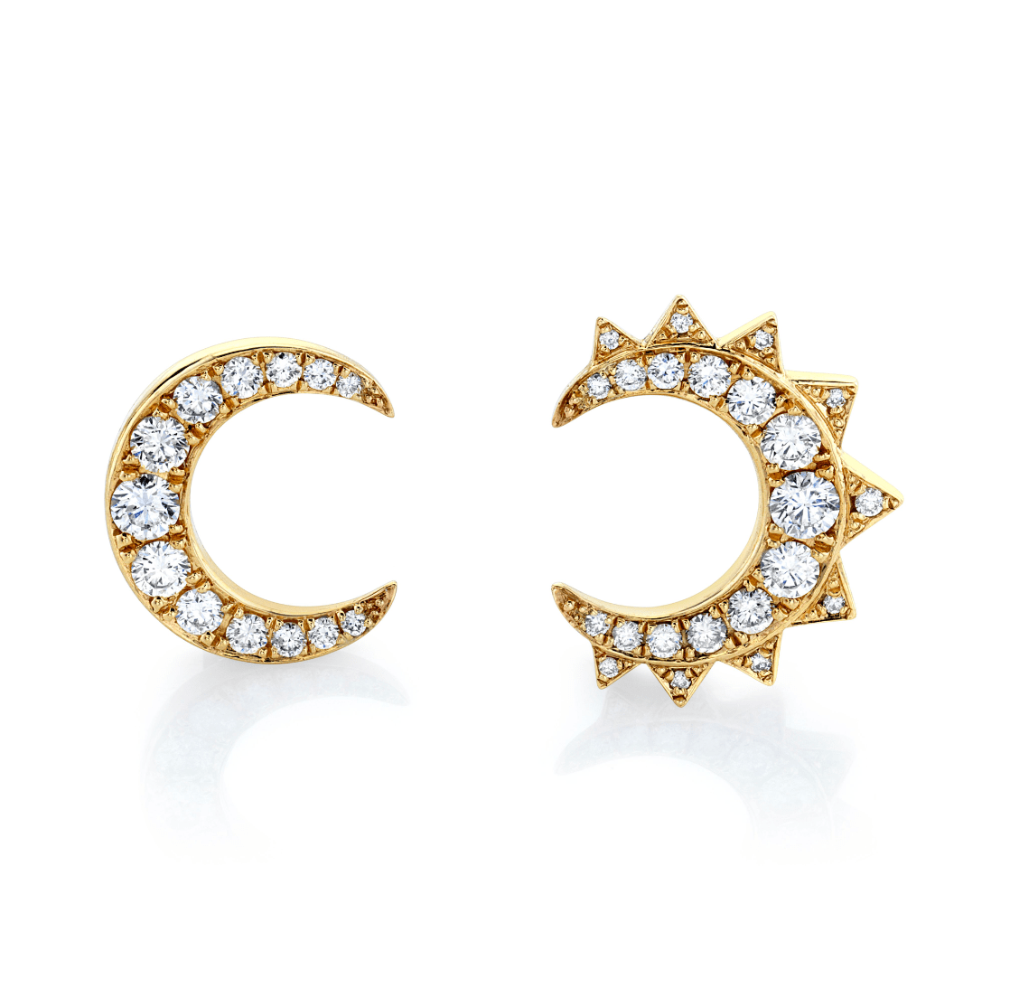 Unity Pavé Diamond Moon Stud by Logan Hollowell Jewelry