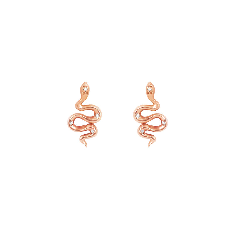 Kundalini Studs with Star Set Diamonds Rose Gold Pair  by Logan Hollowell Jewelry