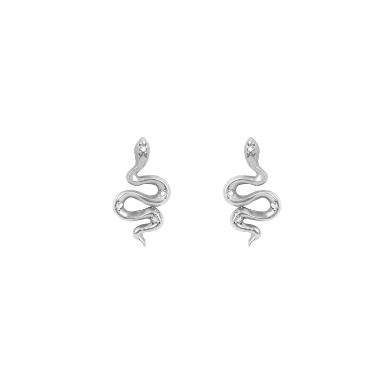 Kundalini Studs with Star Set Diamonds White Gold Pair  by Logan Hollowell Jewelry