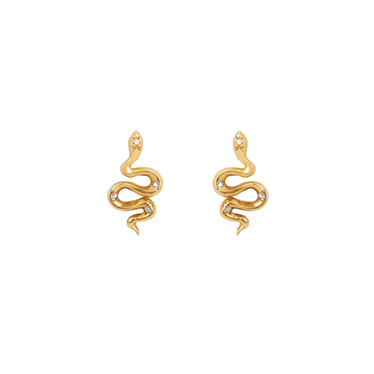 Kundalini Studs with Star Set Diamonds Yellow Gold Pair  by Logan Hollowell Jewelry