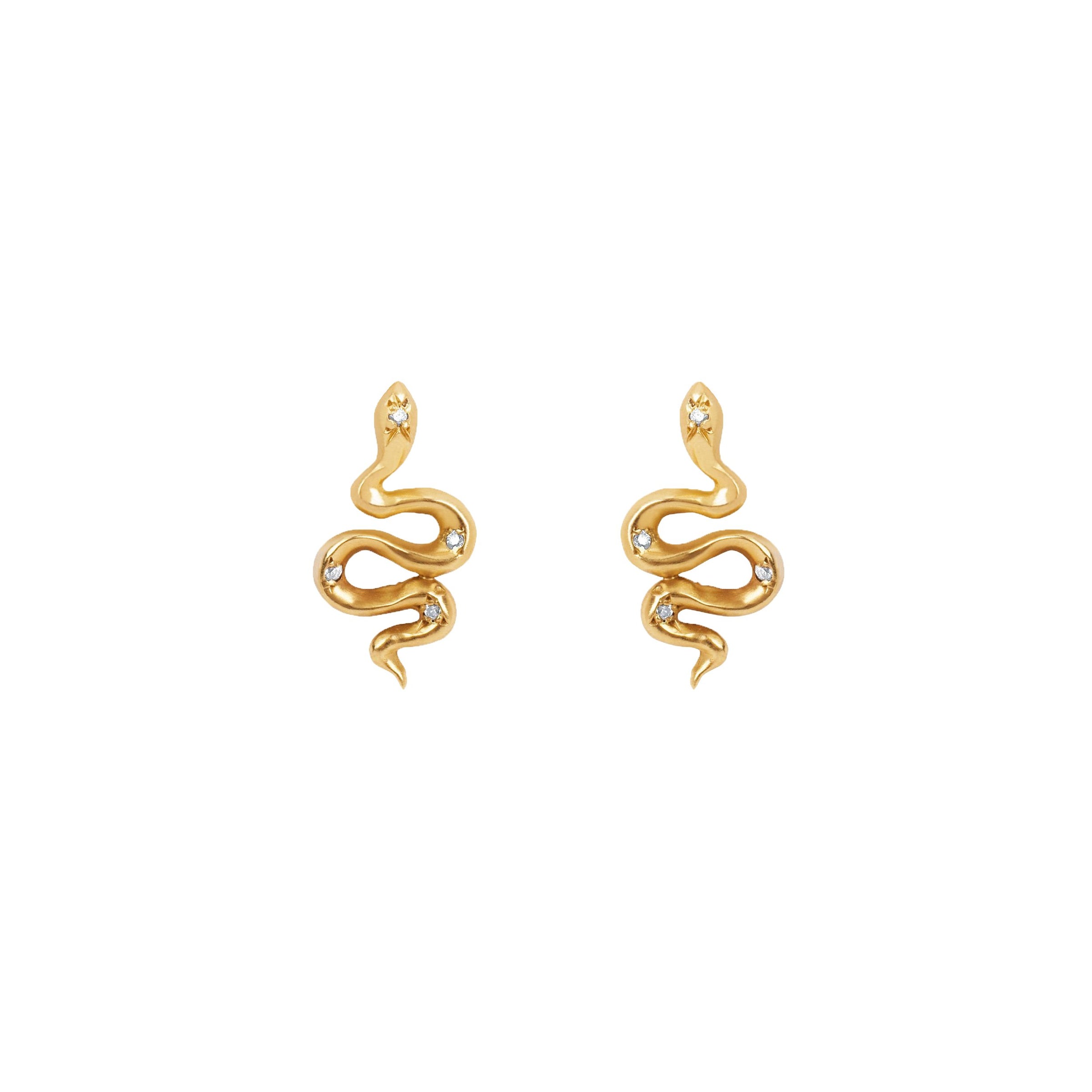 Kundalini Studs with Star Set Diamonds Yellow Gold Pair  by Logan Hollowell Jewelry