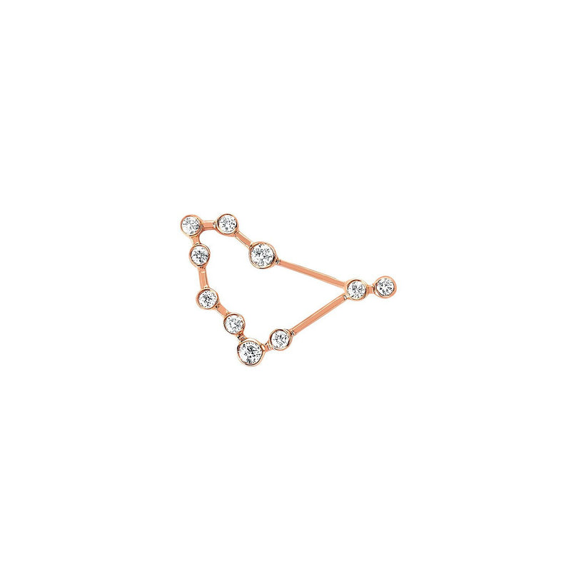 Petite Capricorn Diamond Constellation Studs Rose Gold Single Left by Logan Hollowell Jewelry