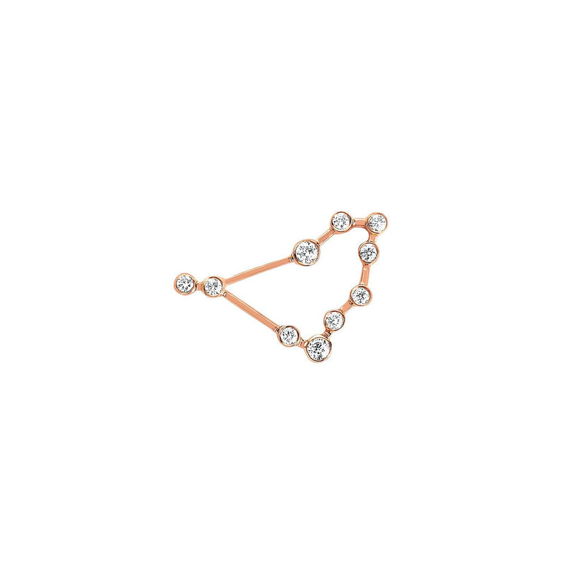 Petite Capricorn Diamond Constellation Studs Rose Gold Single Right by Logan Hollowell Jewelry