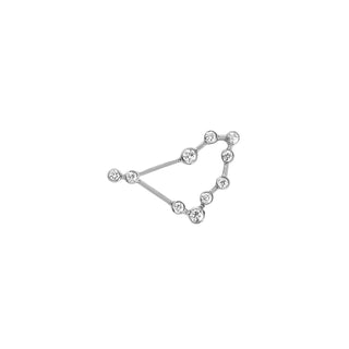 Baby Capricorn Diamond Constellation Studs White Gold Single Right  by Logan Hollowell Jewelry