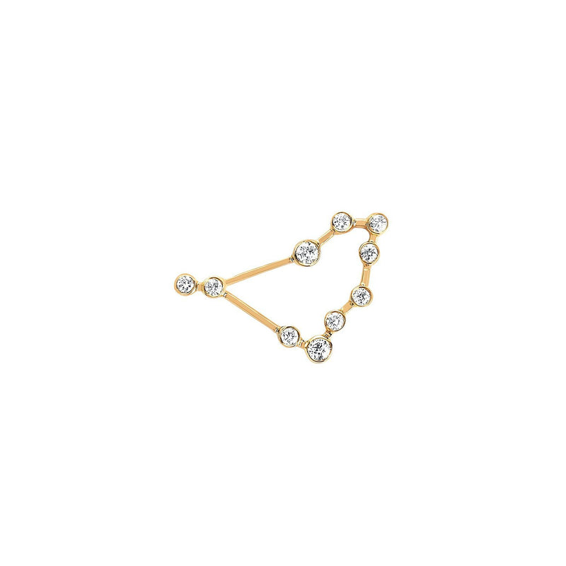 Petite Capricorn Diamond Constellation Studs Yellow Gold Single Right by Logan Hollowell Jewelry