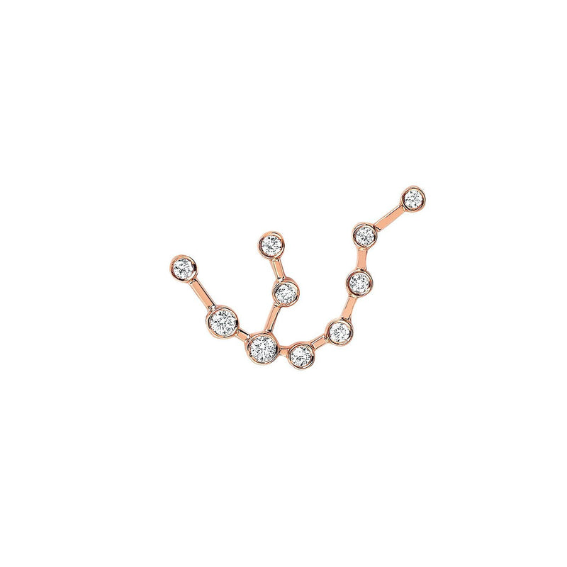 Petite Aquarius Constellation Studs Rose Gold Single Left by Logan Hollowell Jewelry
