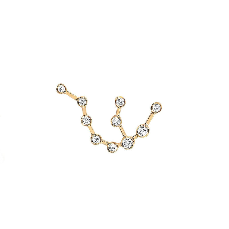 Petite Aquarius Constellation Studs Yellow Gold Single Right by Logan Hollowell Jewelry