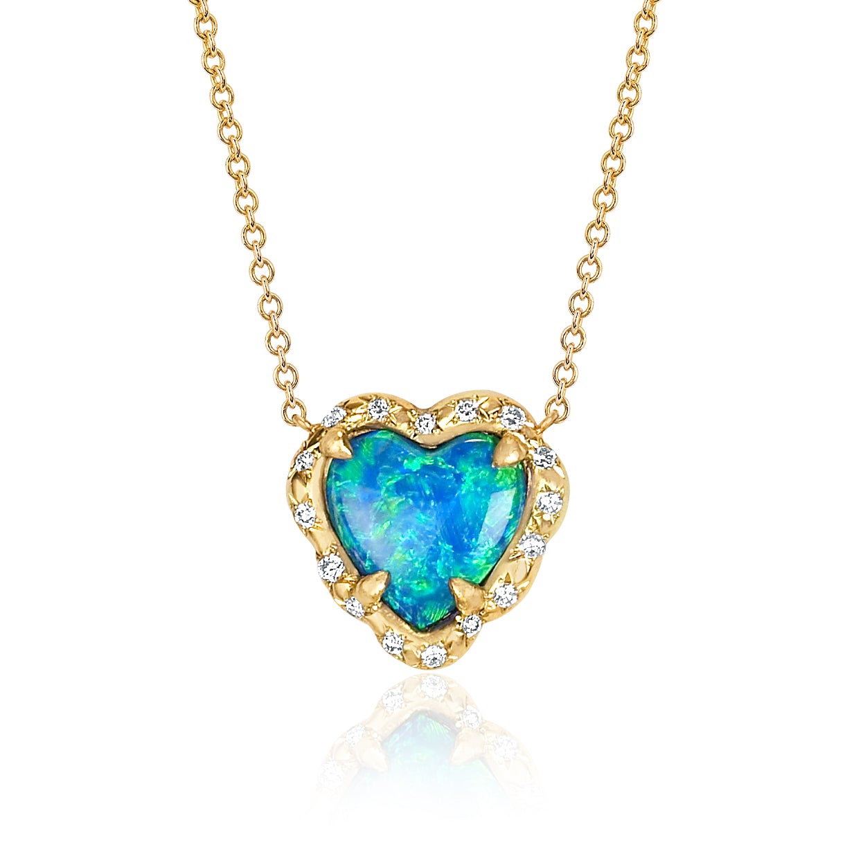 Buy 14K Gold Blue Opal Necklace - 14K Solid Yellow Gold Dainty Pendant with  October Birthstone, Simple 12mm Large Size Round Opal Gemstone - Delicate  Handmade Jewelry for Classy Women Online at desertcartINDIA