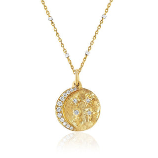 Baby Divine Feminine Alchemy Coin Necklace Yellow Gold 16"  by Logan Hollowell Jewelry