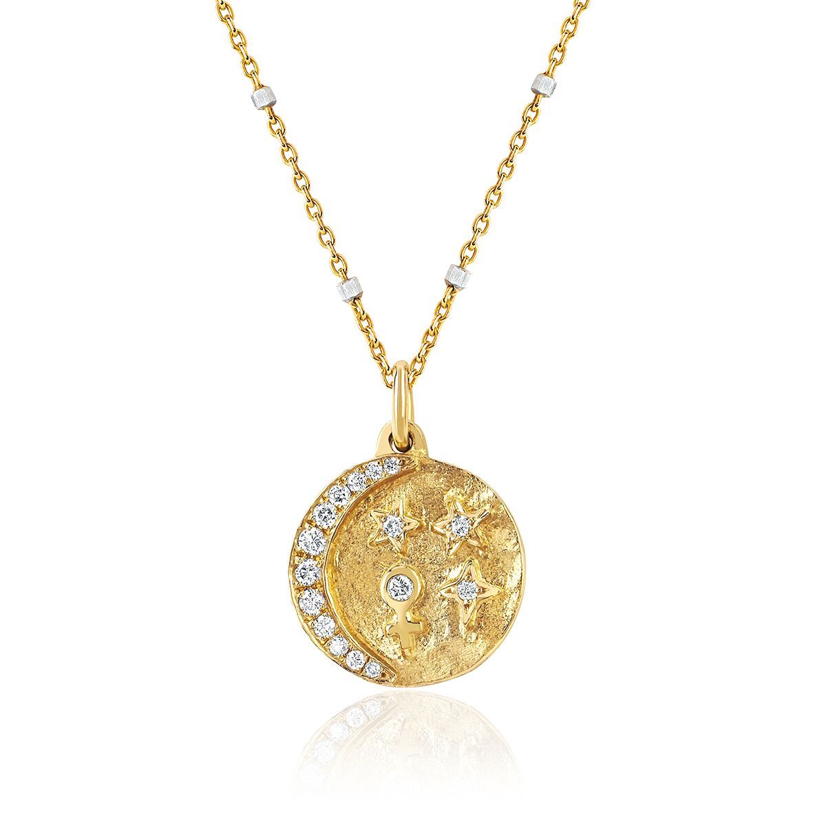 Petite Divine Feminine Alchemy Coin Necklace Yellow Gold 16" by Logan Hollowell Jewelry