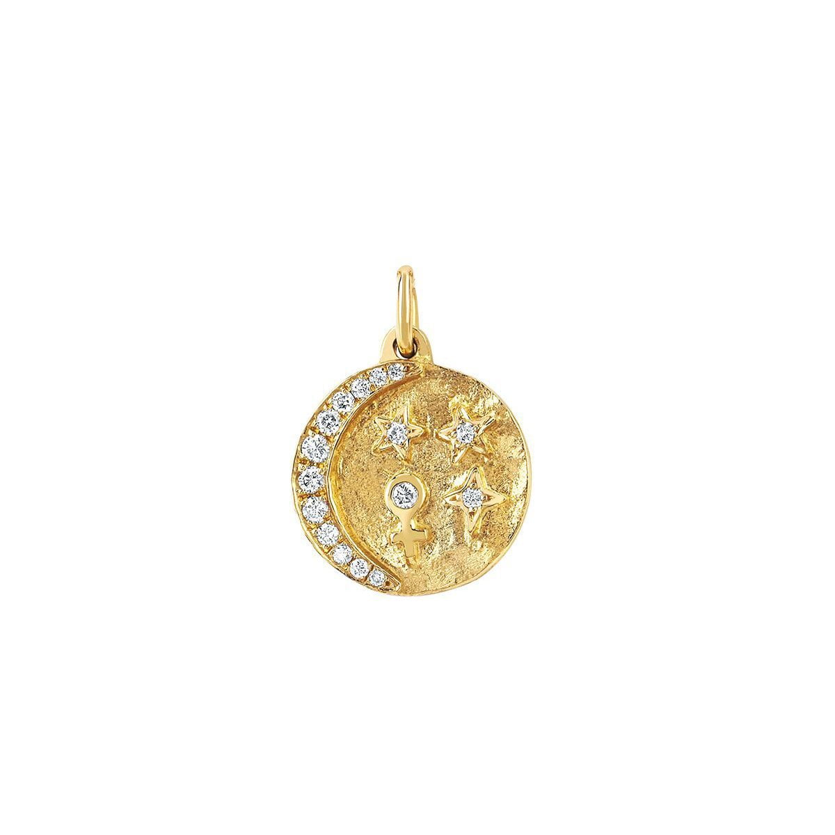 Petite Divine Feminine Alchemy Coin Charm Yellow Gold by Logan Hollowell Jewelry