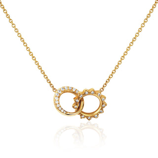 Pavé Diamond Interlocking Unity Necklace Yellow Gold   by Logan Hollowell Jewelry