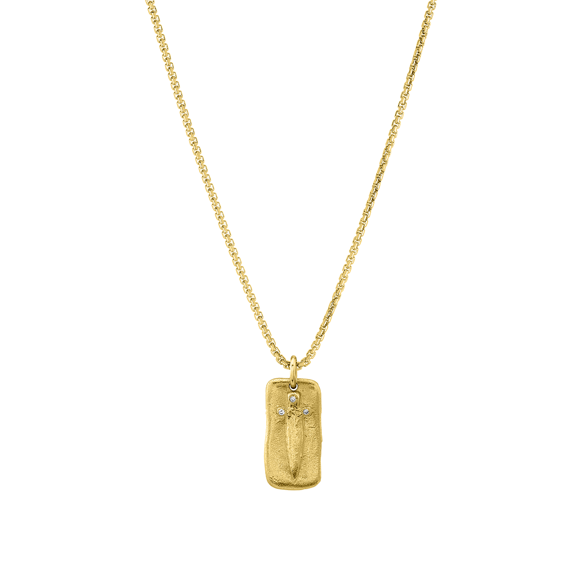 Sword Plate Necklace Yellow Gold 18" by Logan Hollowell Jewelry