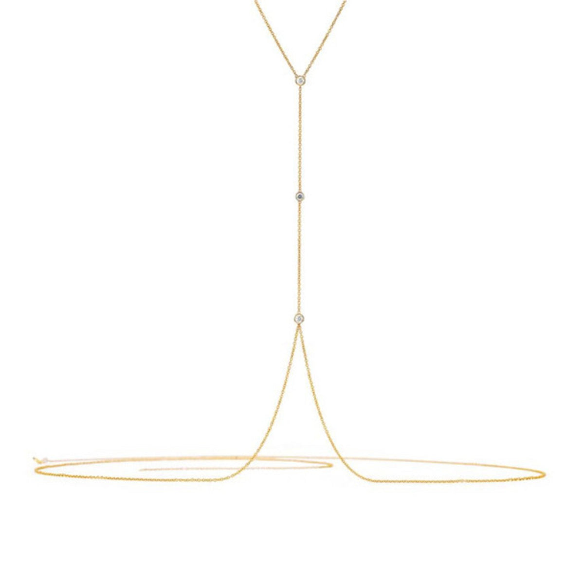 Tri-Star Diamond Bezel Body Chain Yellow Gold   by Logan Hollowell Jewelry