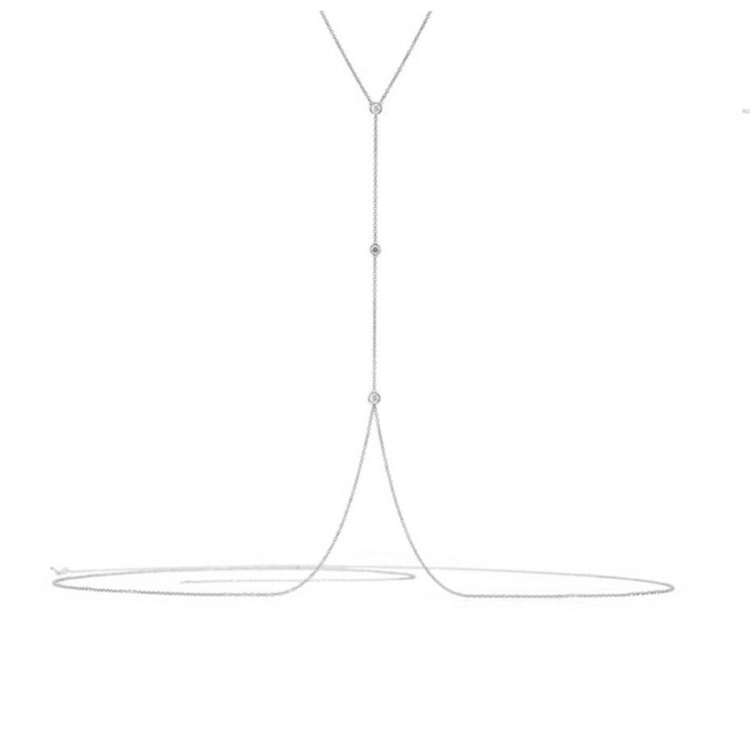 Tri-Star Diamond Bezel Body Chain White Gold   by Logan Hollowell Jewelry