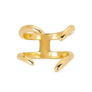 Men's Solid Gold Double Tusk Ring Yellow Gold 8  by Logan Hollowell Jewelry