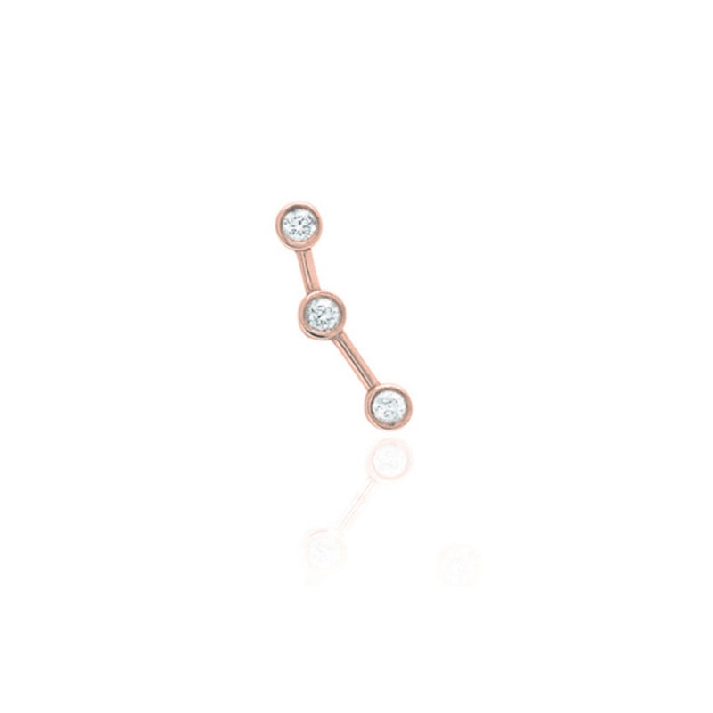 Ursa Major Diamond Split Studs | Ready to Ship Rose Gold 3 Diamond Earring by Logan Hollowell Jewelry