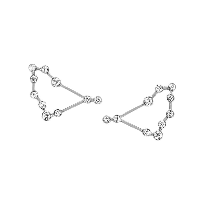 Petite Capricorn Diamond Constellation Studs White Gold Pair by Logan Hollowell Jewelry