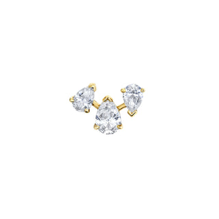 18k Reverse Triple Water Drop Diamond Studs Yellow Gold Single  by Logan Hollowell Jewelry