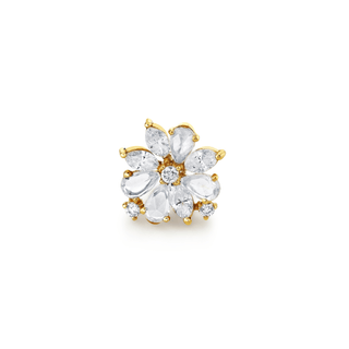Eternal Jardin Rose Cut Fancy Diamond Flower Studs Yellow Gold Single  by Logan Hollowell Jewelry