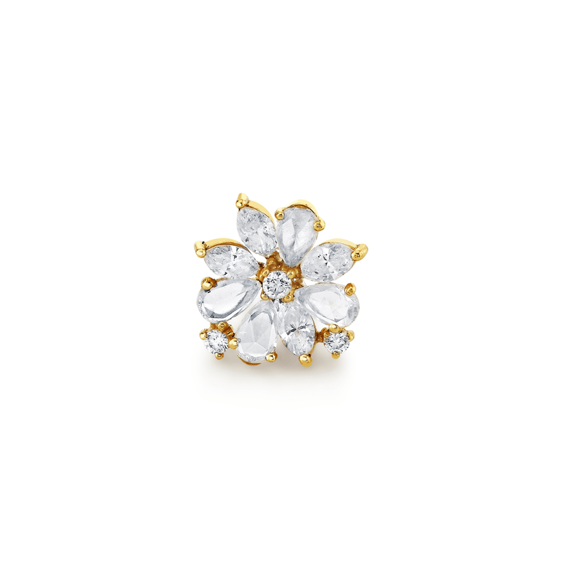 Eternal Jardin Rose Cut Fancy Diamond Flower Studs by Logan Hollowell Jewelry