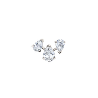 18k Reverse Triple Water Drop Diamond Studs White Gold Single  by Logan Hollowell Jewelry