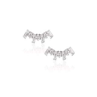 Deco Queen Studs Pair White Gold  by Logan Hollowell Jewelry