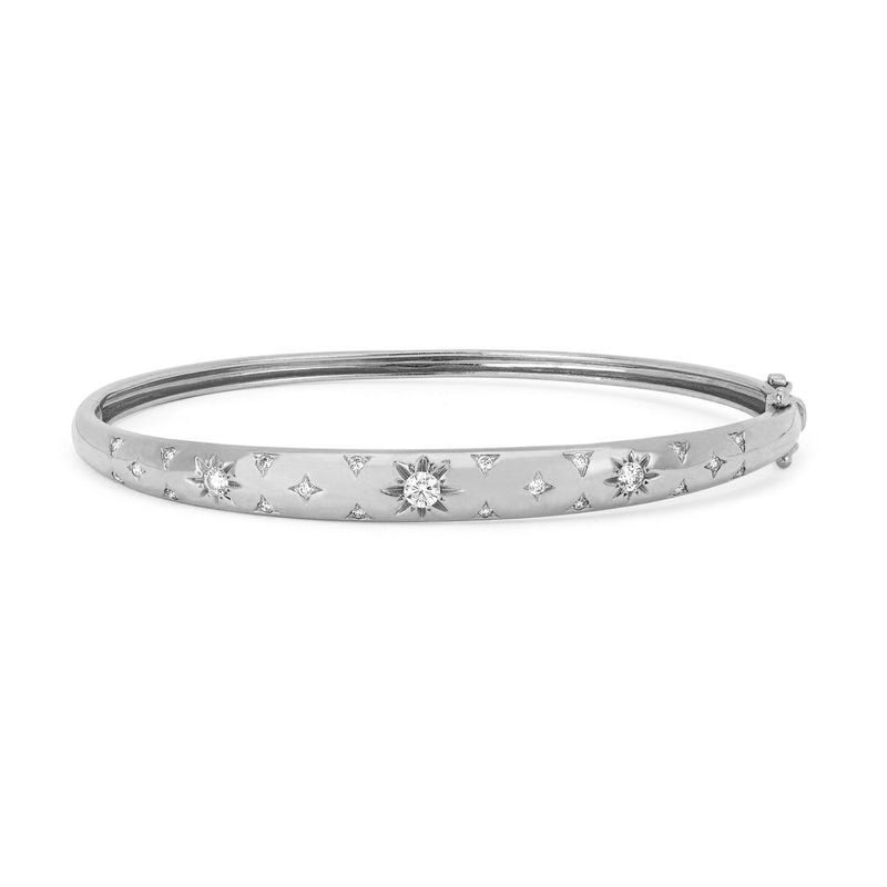 Star Set Rounded Diamond Bracelet with Pavé White Gold Petite (6.5") by Logan Hollowell Jewelry
