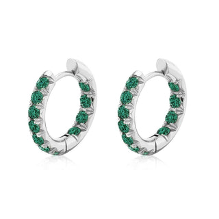 Inside Out Emerald French Pavé Hoops White Gold   by Logan Hollowell Jewelry