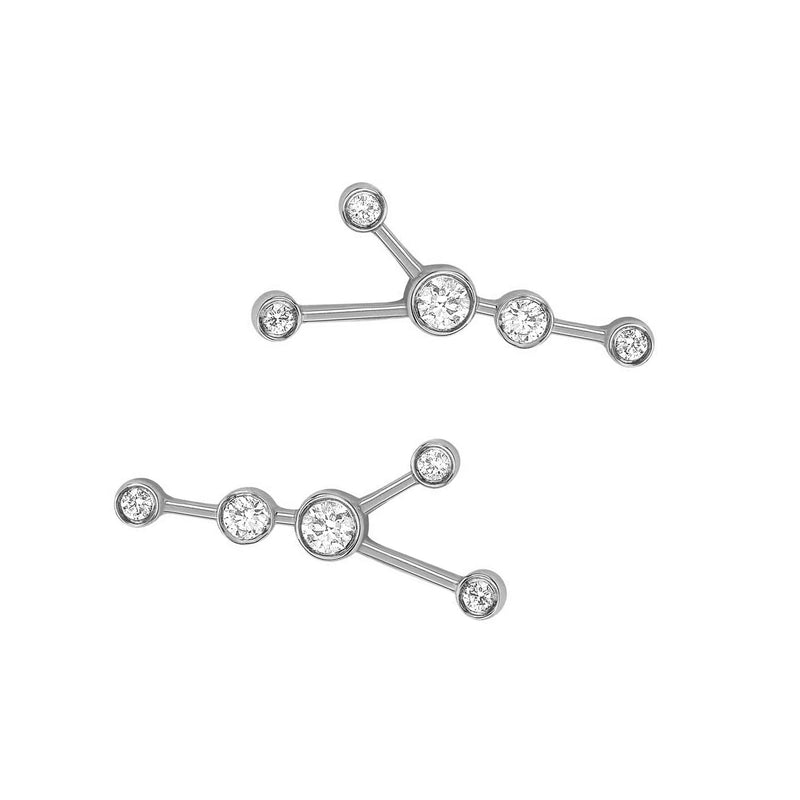 Petite Cancer Diamond Constellation Studs White Gold Pair by Logan Hollowell Jewelry