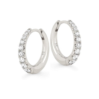 Crescent Pavé Unity Hoops Pair White Gold  by Logan Hollowell Jewelry