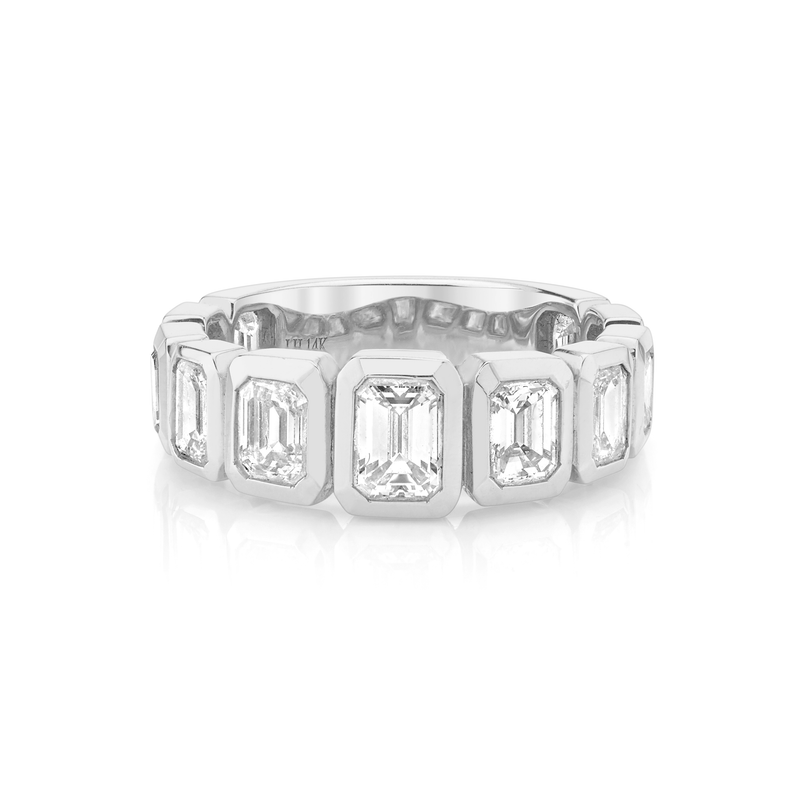 Graduated Emerald Cut Diamond Band White Gold 3 11 Diamond by Logan Hollowell Jewelry