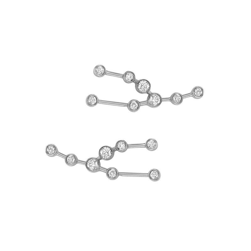 Petite Taurus Diamond Constellation Studs White Gold Pair by Logan Hollowell Jewelry