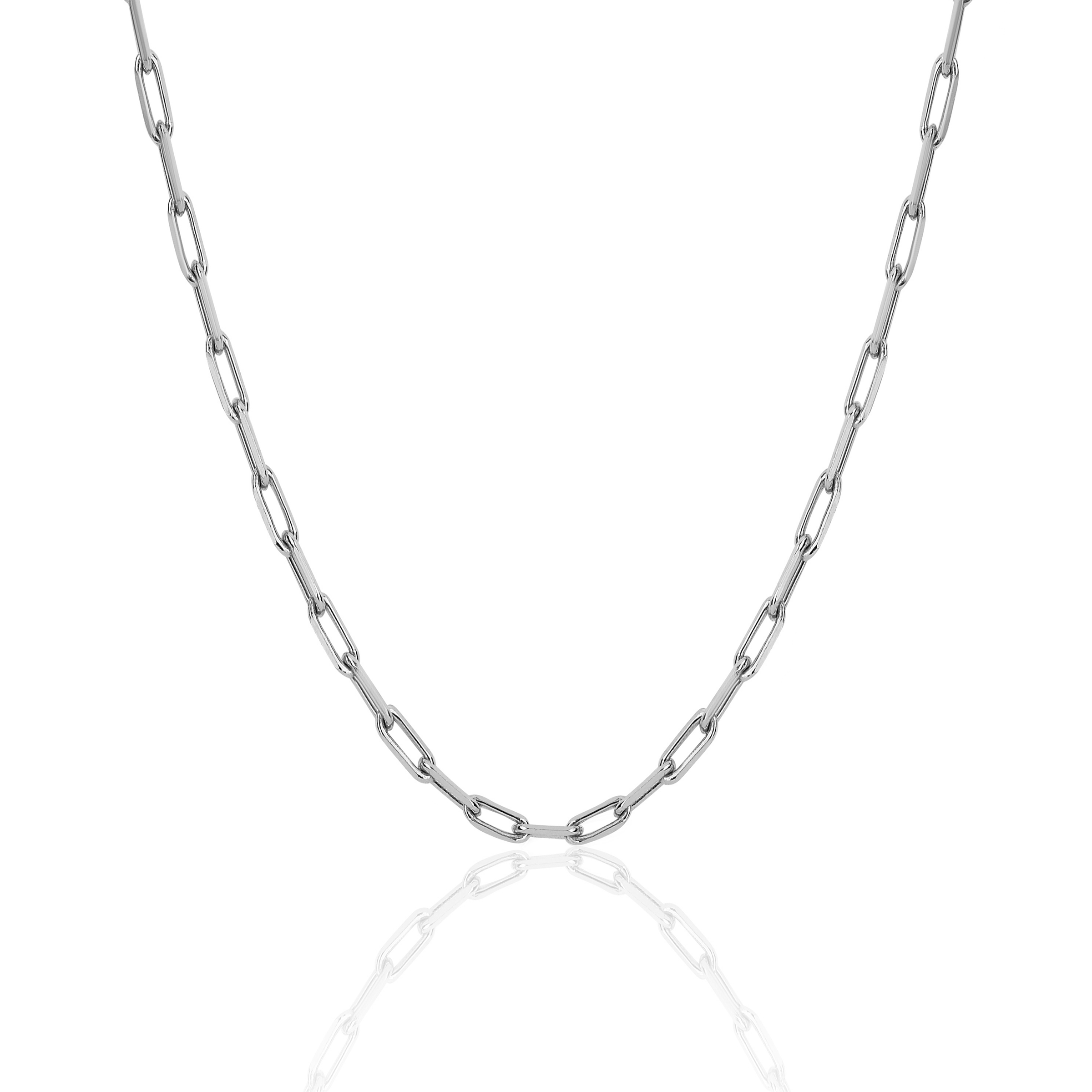 Men's Alchemy Link Necklace White Gold 18" Hollow by Logan Hollowell Jewelry