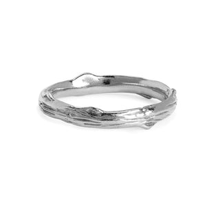 Men's Rose Thorn Solid Band White Gold 8  by Logan Hollowell Jewelry