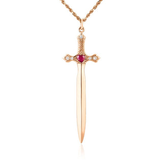 Sacred Heart Sword 18" Rose Gold  by Logan Hollowell Jewelry