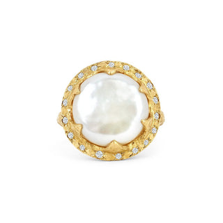 Queen Diamond Lunar Pearl Ring | Ready to Ship Yellow Gold 5 by Logan Hollowell Jewelry