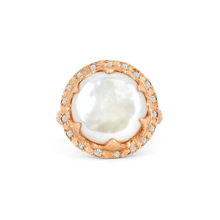 Queen Diamond Lunar Pearl Ring Rose Gold 4  by Logan Hollowell Jewelry