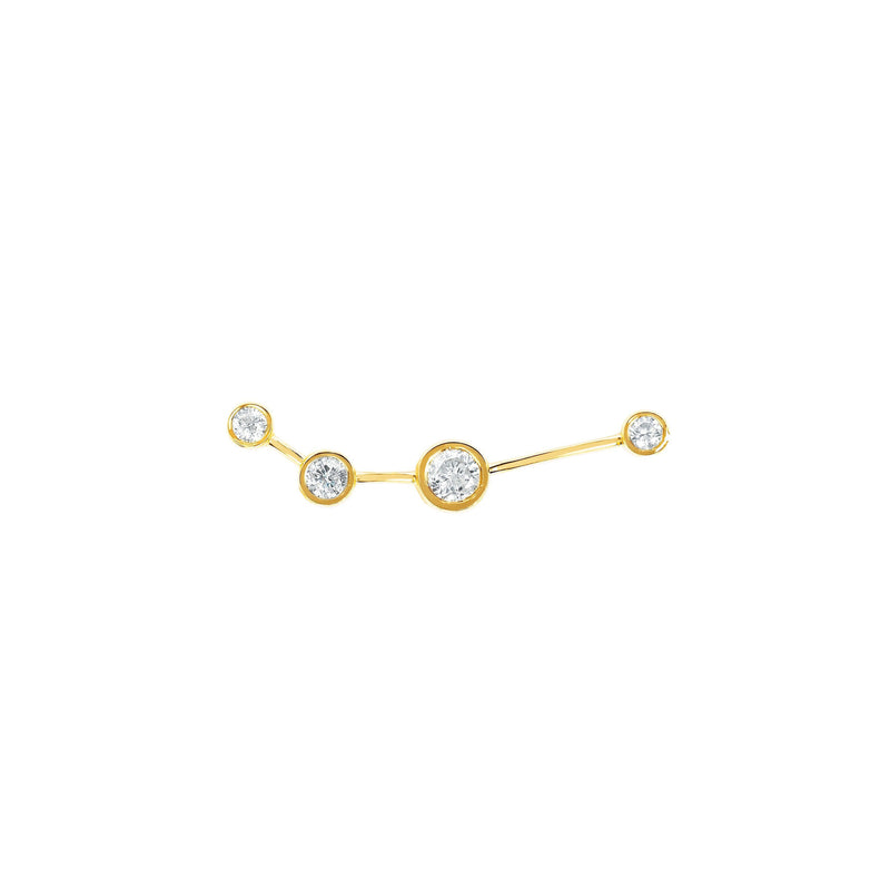 Petite Aries Diamond Constellation Studs Yellow Gold Single Left by Logan Hollowell Jewelry