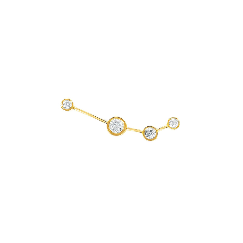 Petite Aries Diamond Constellation Studs Yellow Gold Single Right by Logan Hollowell Jewelry