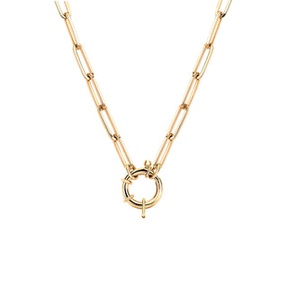 Alchemy Link Charm Necklace with Hoop Closure Yellow Gold 22"  by Logan Hollowell Jewelry