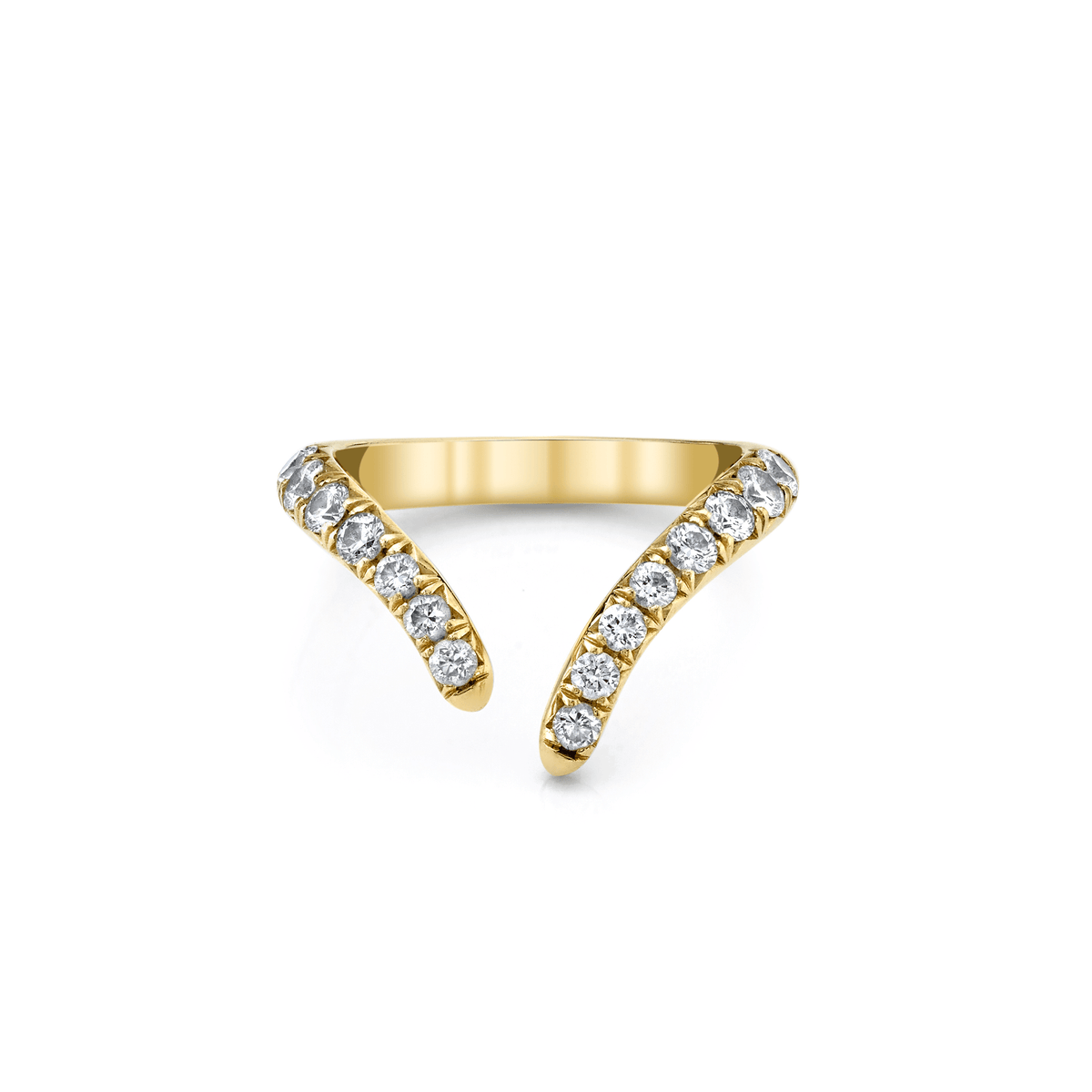 French Pavé Diamond Tusk Ring Yellow Gold 3 by Logan Hollowell Jewelry