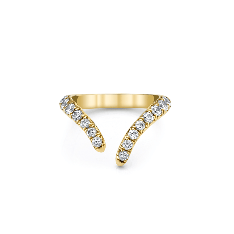 French Pavé Diamond Tusk Ring 3 Yellow Gold  by Logan Hollowell Jewelry