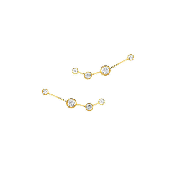 Petite Aries Diamond Constellation Studs Yellow Gold Pair by Logan Hollowell Jewelry