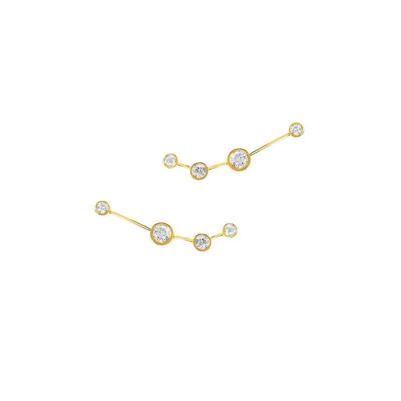 Petite Aries Diamond Constellation Studs Yellow Gold Pair by Logan Hollowell Jewelry