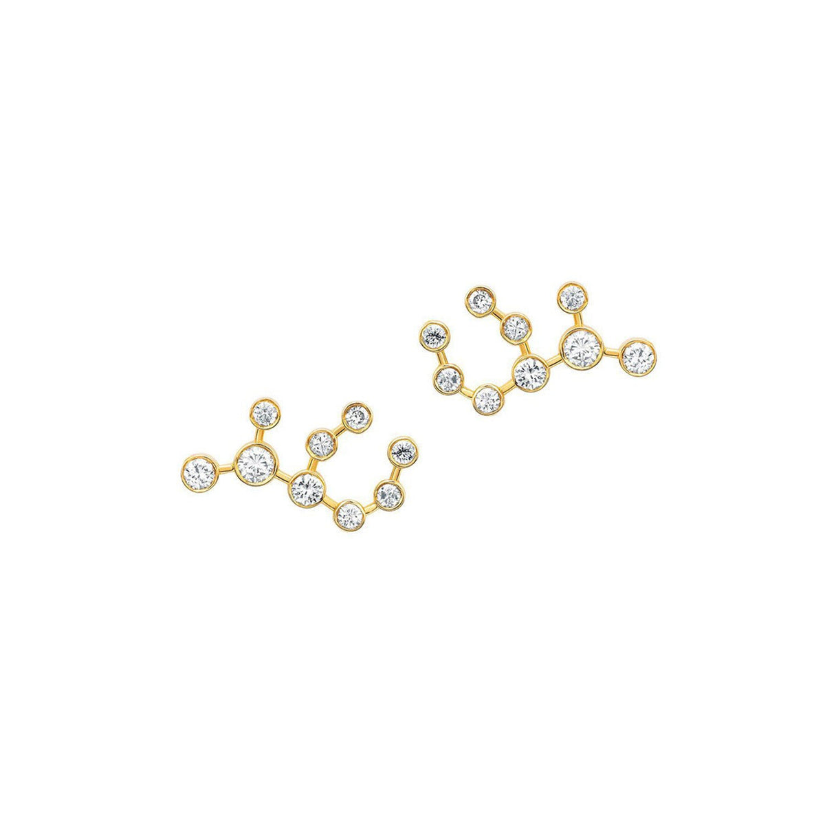 Petite Virgo Diamond Constellation Studs Yellow Gold Pair by Logan Hollowell Jewelry