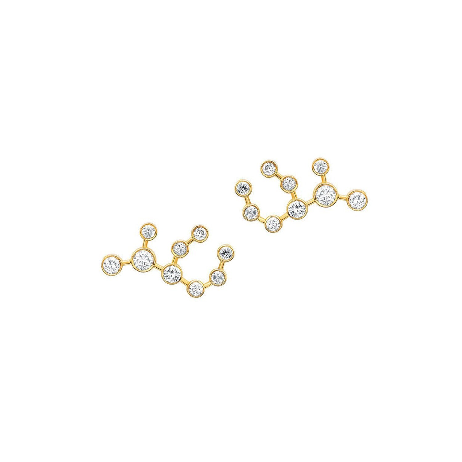 Petite Virgo Diamond Constellation Studs Yellow Gold Pair by Logan Hollowell Jewelry